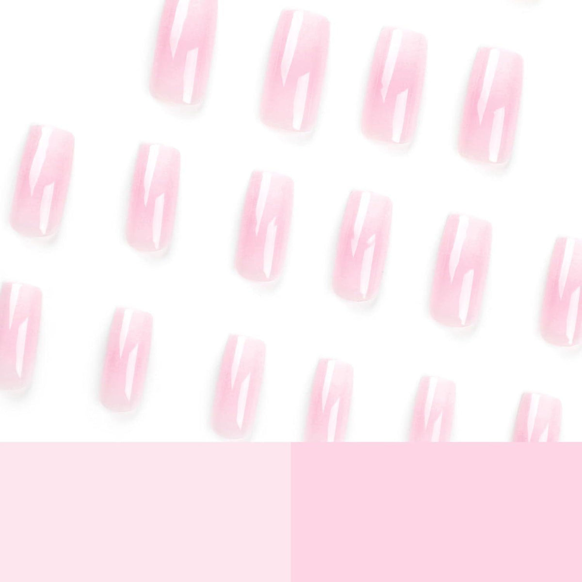 Rosa Weiß Gradient Press on Nails - Lange, Quadratische Fake Nägel