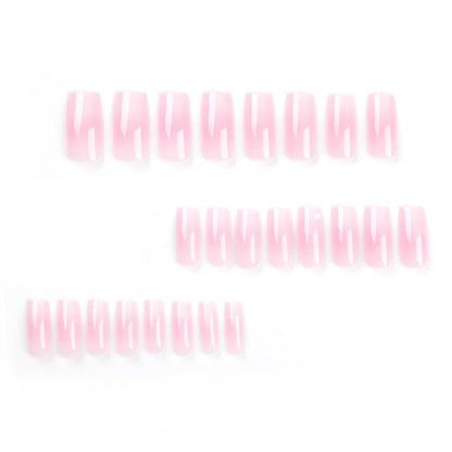 Rosa Weiß Gradient Press on Nails - Lange, Quadratische Fake Nägel