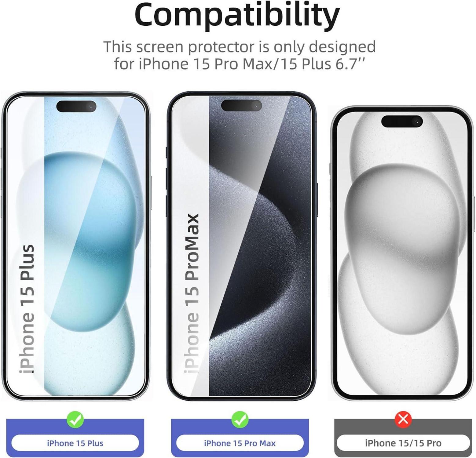 Panzer-Schutzglas für iPhone 16 Plus 15 Pro Max 15 Plus 6,7