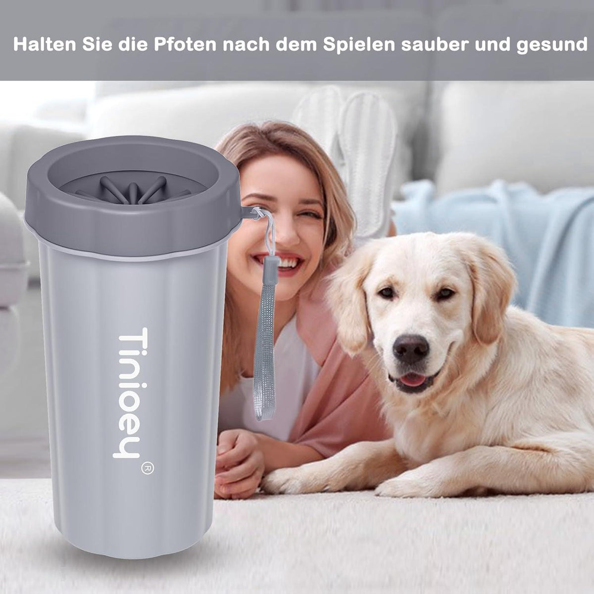 Pfotenreiniger für Große Hunde inkl. 3 Hundehandtücher-Grau