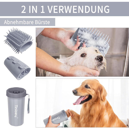 Hundepfoten Reiniger für Große Hunde inkl. 3 Handtücher L Grau