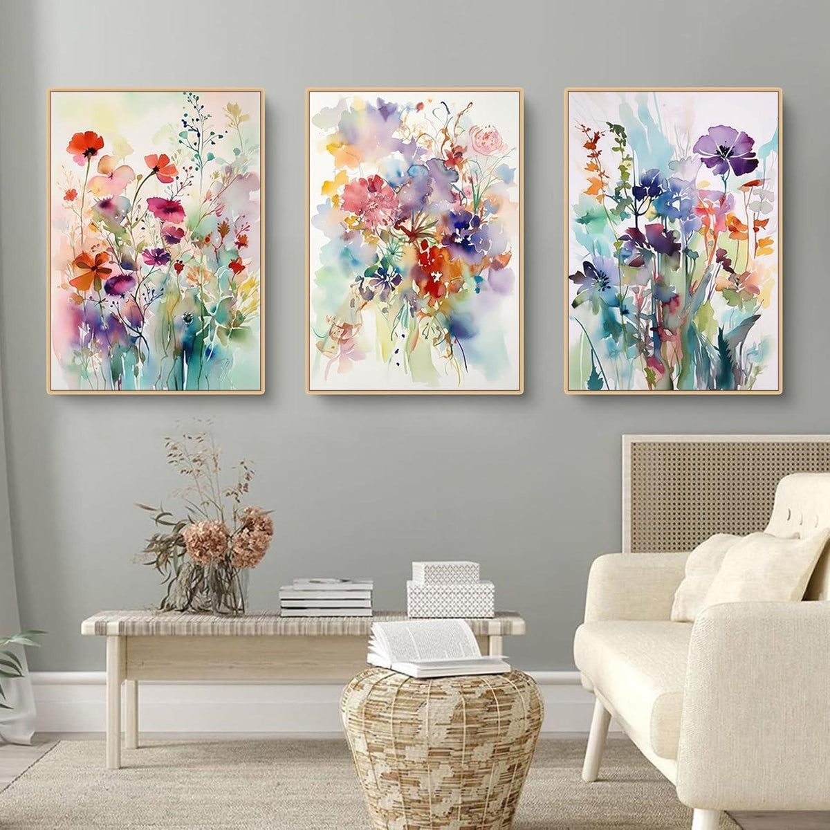 3er Set Blumen Poster Aesthetic Wanddeko 50x70 cm