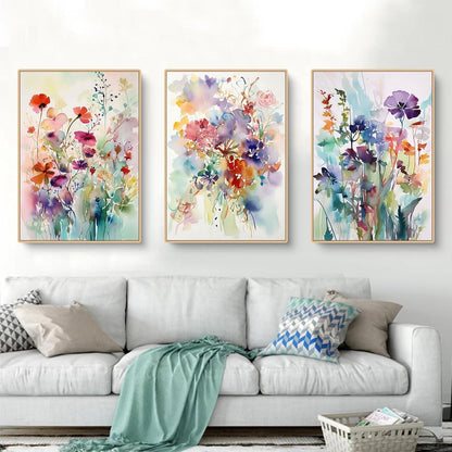 3er Set Blumen Poster Aesthetic Wanddeko 50x70 cm