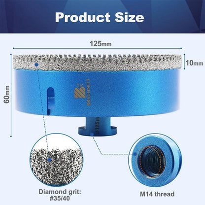 Diamant Fliesenbohrer 125mm M14 für Winkelschleifer (2 Stück)
