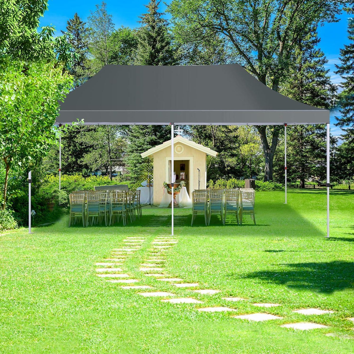 3x6m Faltpavillon Wasserdicht mit Seitenwänden – Partyzelt für Garten