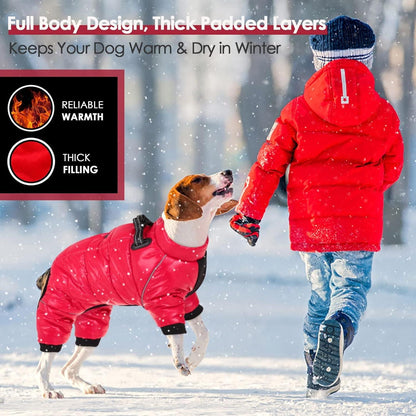 Wasserdichter Hundemantel Winter Warm für Kleine Mittel Hunde Rot