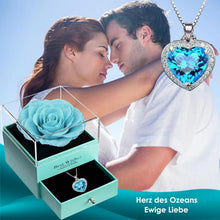 Ewige Rose Aquamarin Kette 925 Silber Damen Halskette Blau
