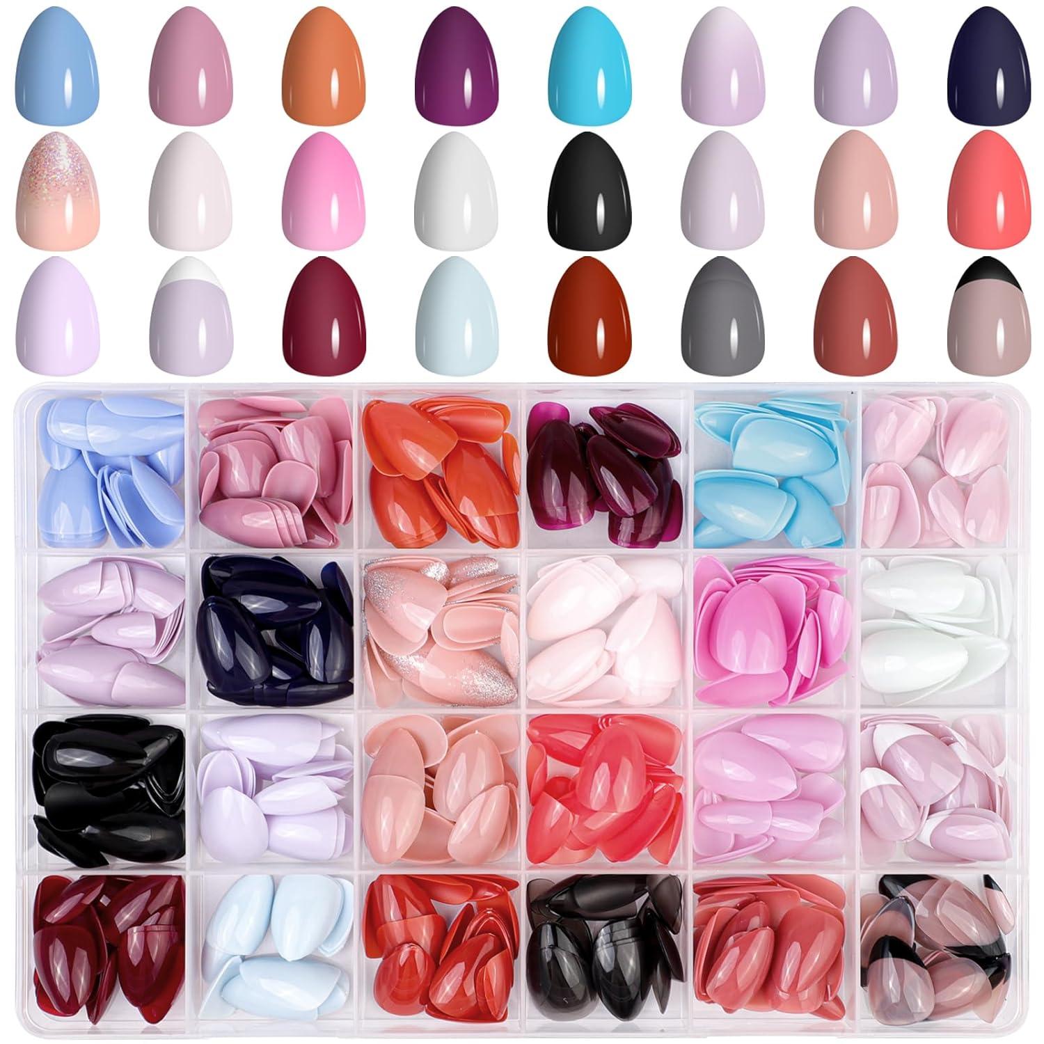 24er Pack Künstliche Nägel Set Press on Kunstnägel für Frauen