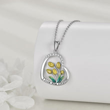 Herz Tulpe Halskette Sterling Silber - Geschenk für Frauen