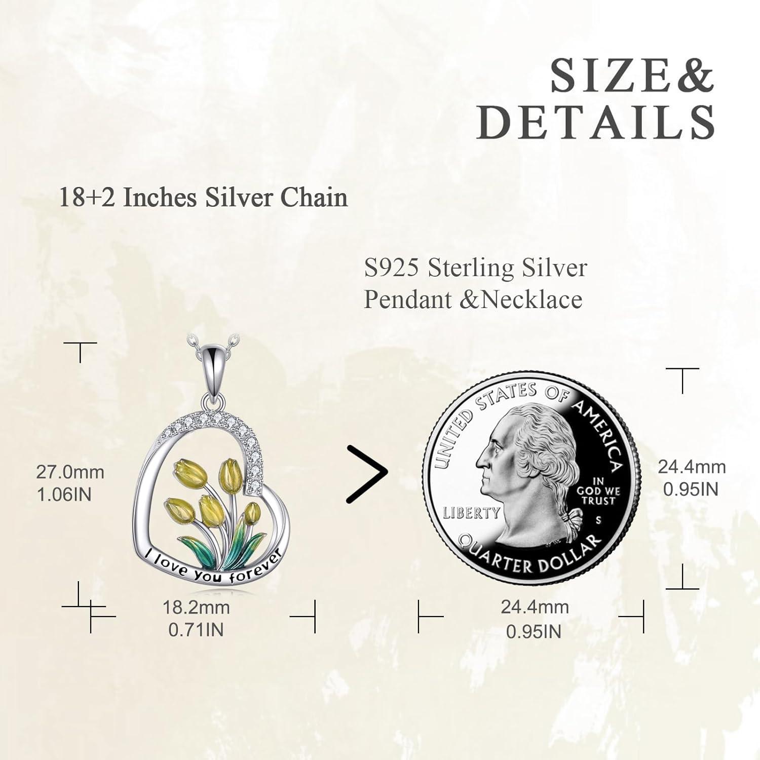 VOANALA Herz Tulpe Halskette Sterling Silber Geschenk Frauen