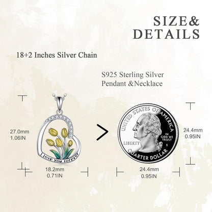 VOANALA Herz Tulpe Halskette Sterling Silber Geschenk Frauen