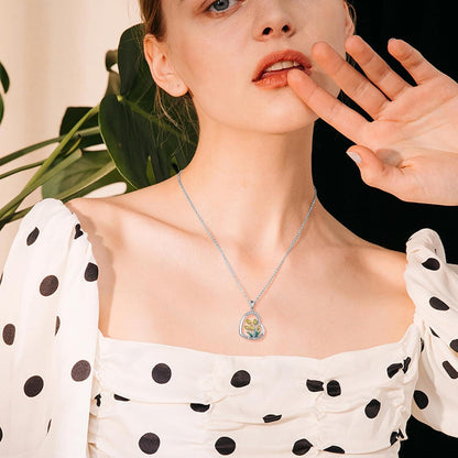 Liebe Herz Tulpe Halskette Sterling Silber Geschenk Frauen Mädchen