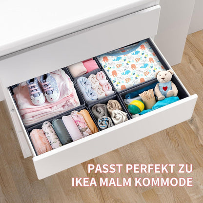 Schubladen Organizer Set für MALM Kommode - 14-teilig, Grau