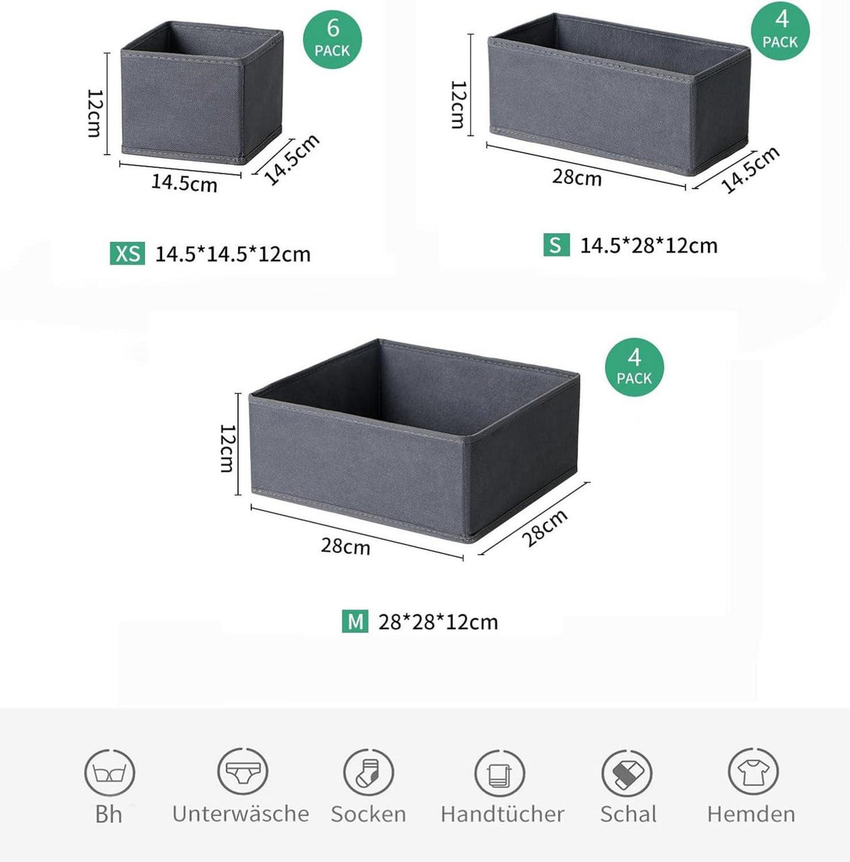 Malm Schubladen Organizer für Kommode 14-teilig Grau faltbar waschbar