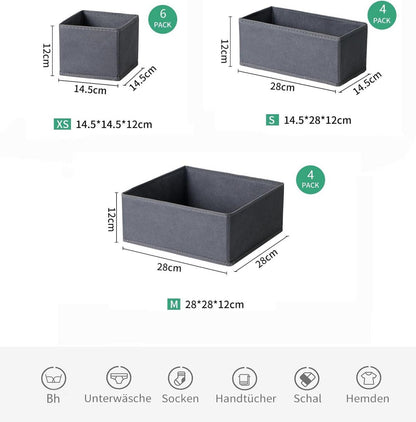 Malm Schubladen Organizer für Kommode 14-teilig Grau faltbar waschbar