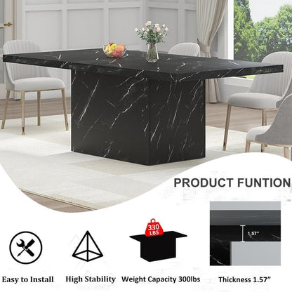 Moderner Esstisch Schwarz 180x80cm – Küchentisch für 6-8 Personen