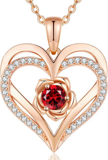 925 Sterling Silber Rosegold Herz Geburtsstein Halskette
