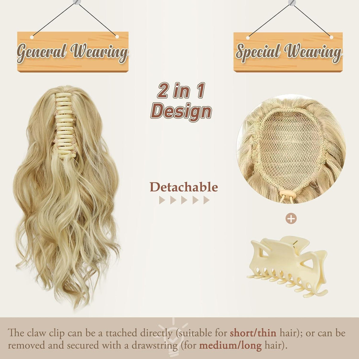 Lockig Gewellte Pferdeschwanz Haarverlängerung 35cm Damen Mädchen Braun Blond