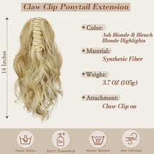 Kurze Lockige Pferdeschwanz Haarextension Asche Blond 35 CM