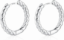 925 Sterling Silber Ohrringe Creolen Damen 15mm Twisted