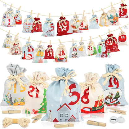 Adventskalender zum Befüllen Stoff 24 Weihnachtskalender