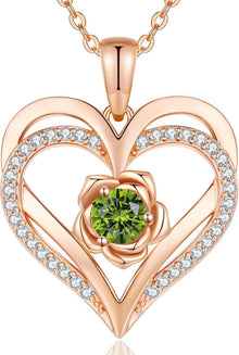 CDE Rosegold Herz Halskette Sterling Silber 925 Geburtsstein Schmuck