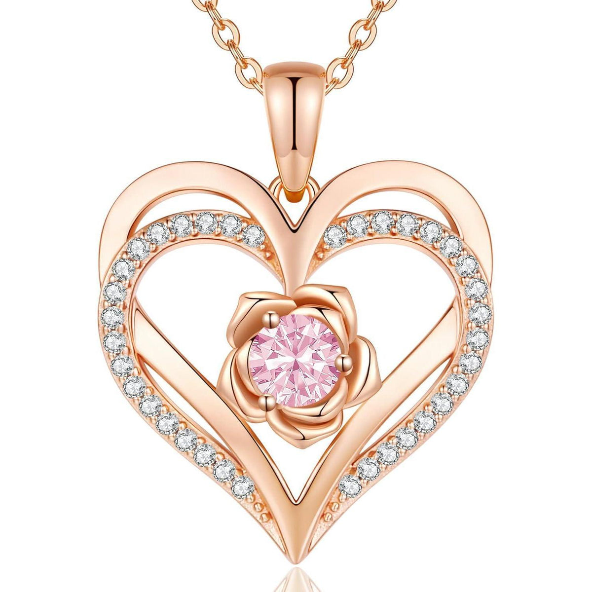 Herz Halskette Damen Rosegold mit Geburtsstein Sterling Silber 925