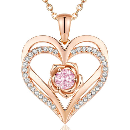 Herz Halskette Damen Rosegold mit Geburtsstein Sterling Silber 925