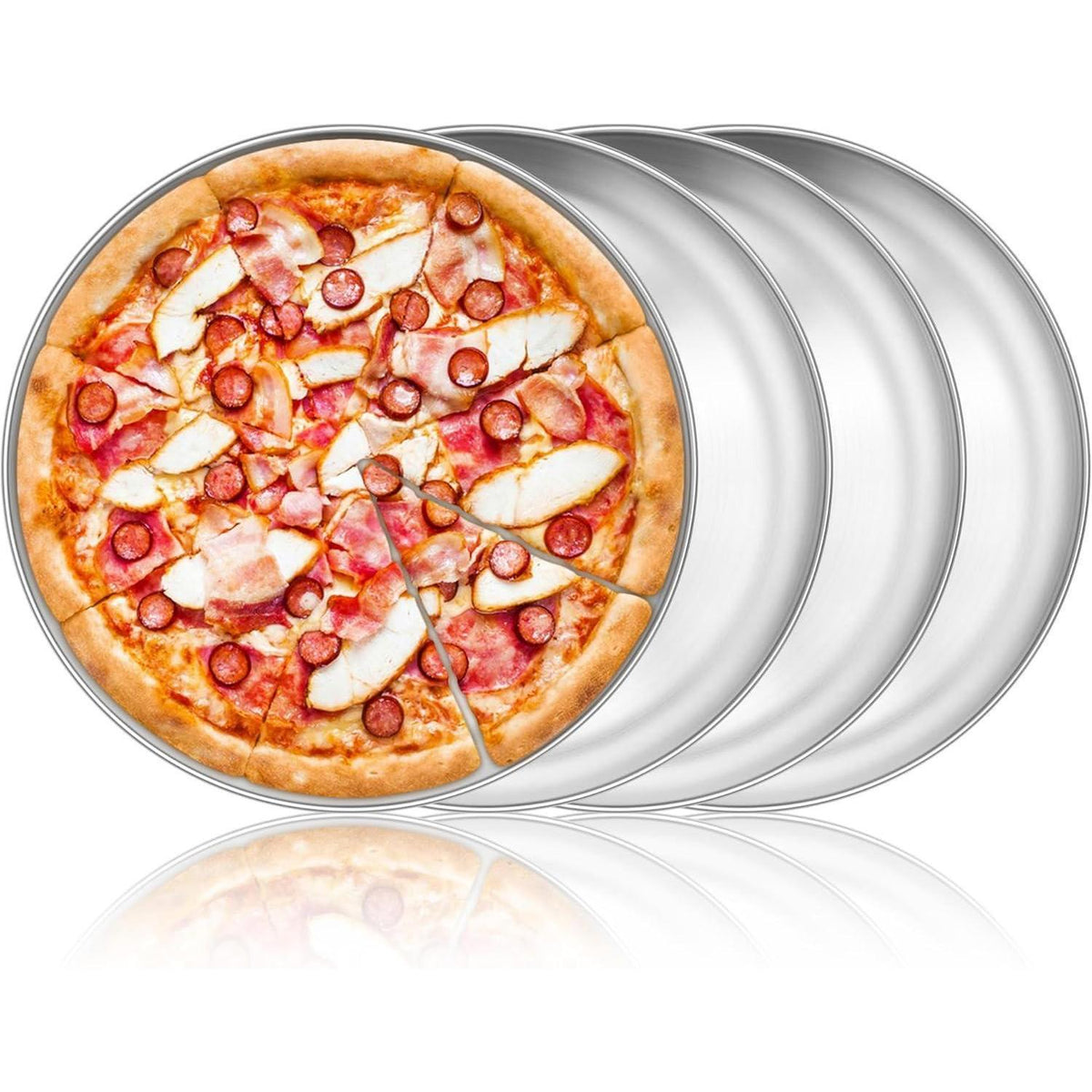 Pizzablech 4er Set Edelstahl Rund 30cm