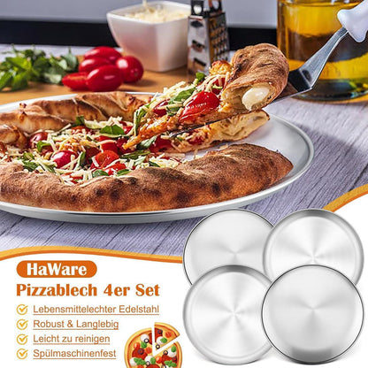 Pizzablech 4er Set Edelstahl Rund 30cm