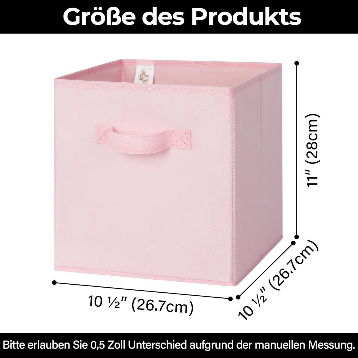 Aufbewahrungsboxen Stoff 6er Set Rosa mit Griffen 26,7x26,7x28 cm