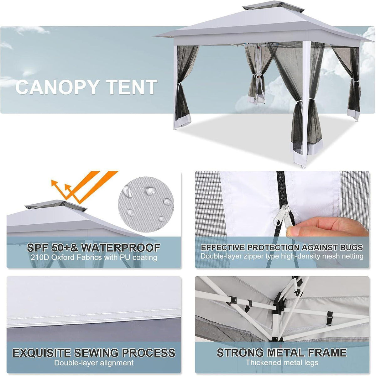 3x3 Pavillon Wasserdicht – Faltpavillon mit Seitenwänden