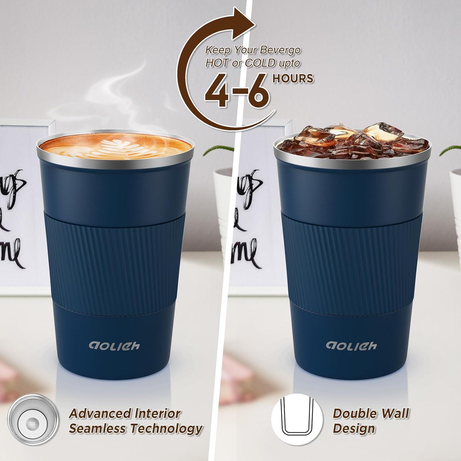 Thermobecher Edelstahl Isolierbecher Kaffeebecher to go 380ml Marineblau