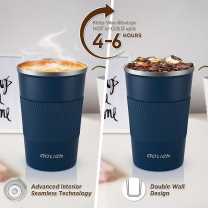 Thermobecher Edelstahl Isolierbecher Kaffeebecher to go 380ml Marineblau