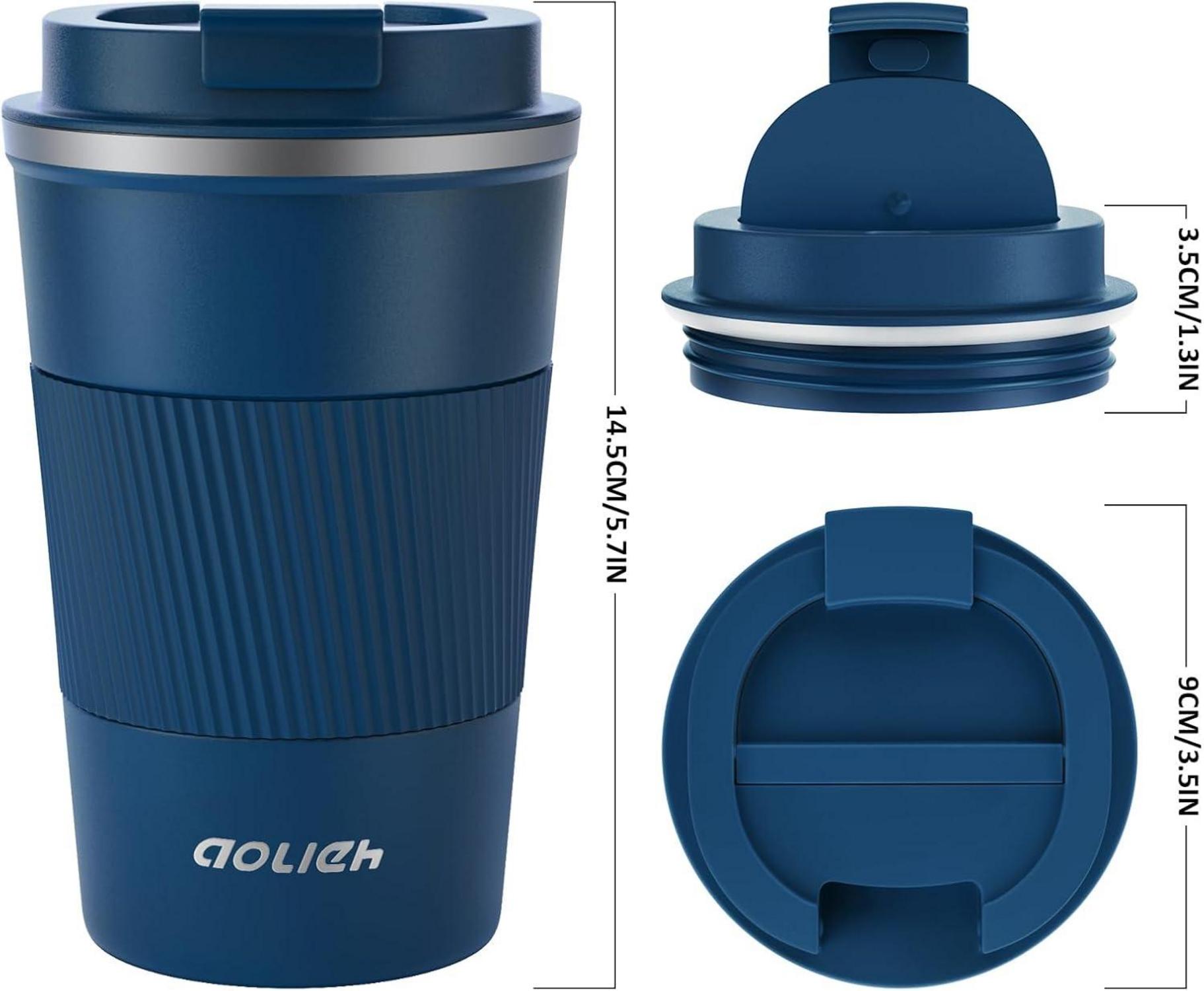 Aolieh Thermobecher Edelstahl Kaffeebecher-to-go 380ml Marineblau