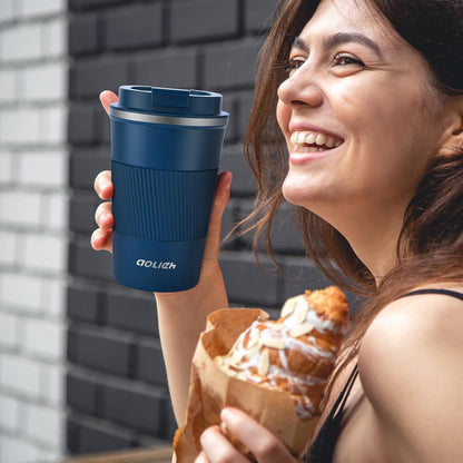 Aolieh Thermobecher Edelstahl Kaffeebecher-to-go 380ml Marineblau
