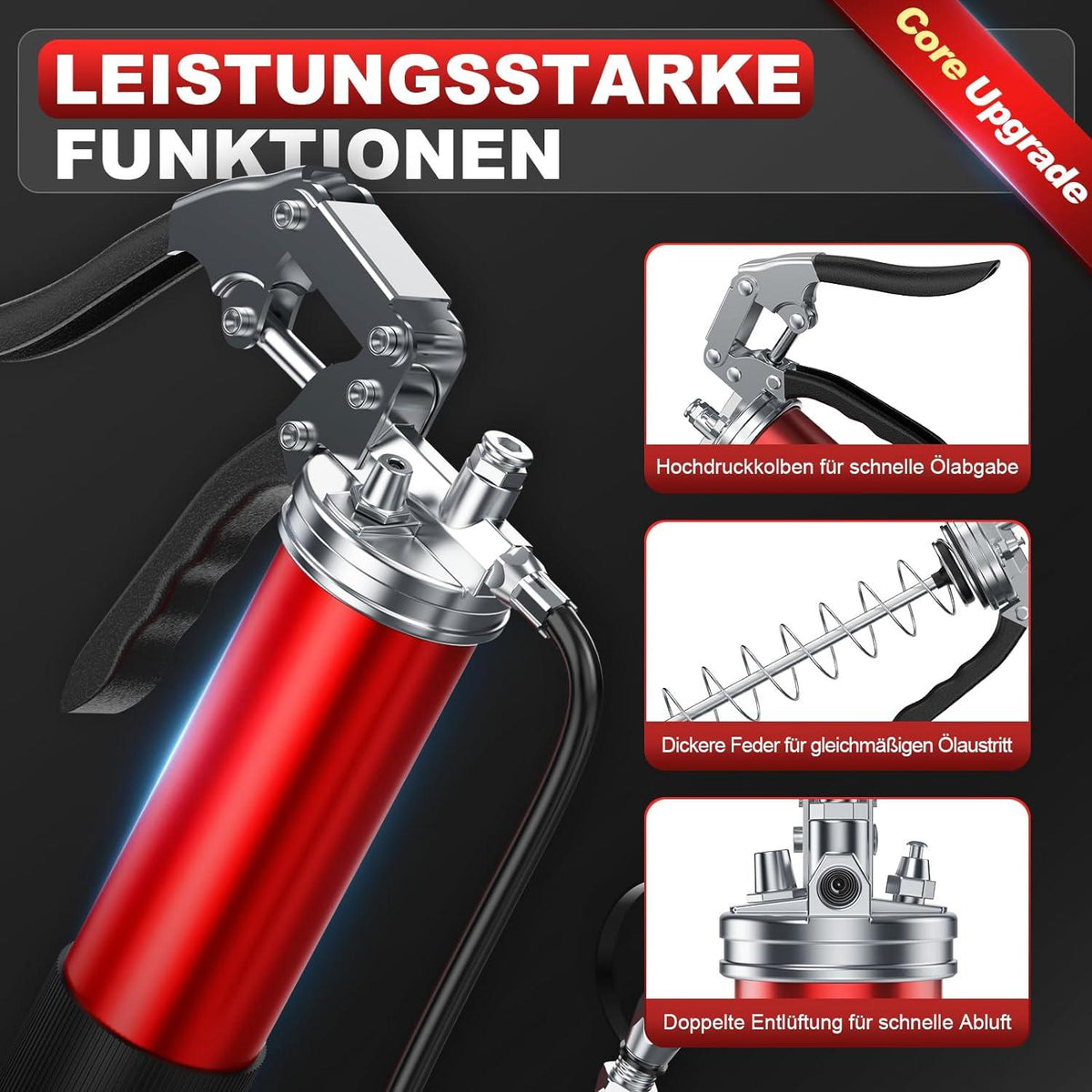 Amyzavls Fettpresse 8000PSI mit vollem Zubehör, Schwerlastschaft, Pistolengriff