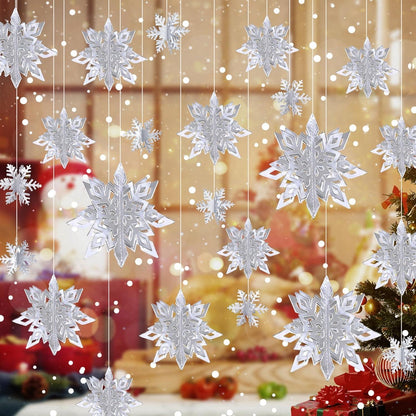 3D Schneeflocken Dekoration Weihnachtsdeko Winter Silber