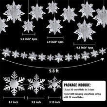24 Stück 3D Schneeflocken Deko Weihnachtsdeko Silber