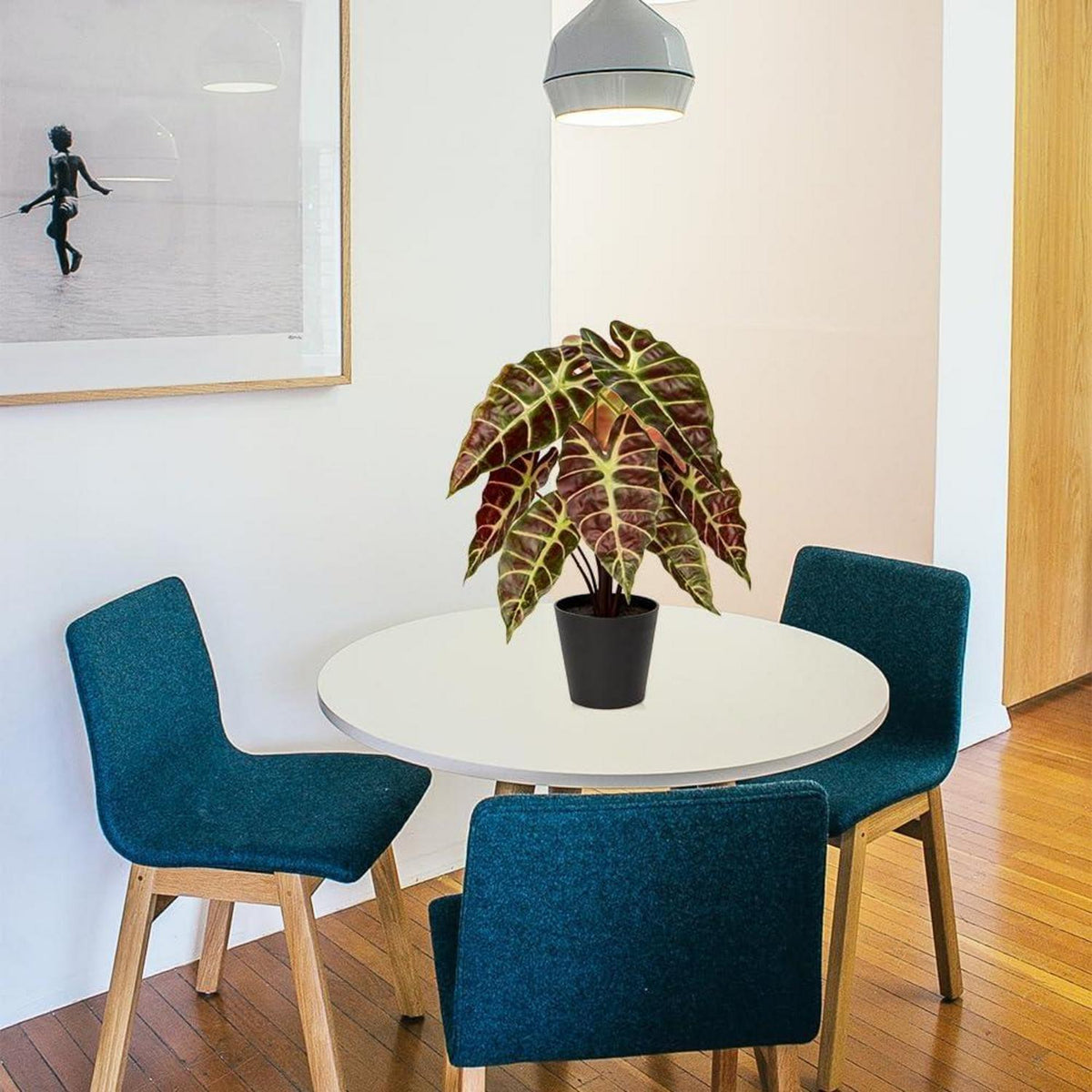 Briful Kunstpflanze Calathea Alocasia Sanderiana Deko Zimmerpflanze 43cm