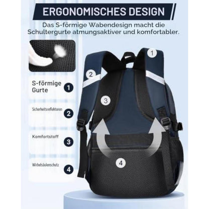 Schulrucksack Junge – Wasserdicht & Ergonomisch (Blau)