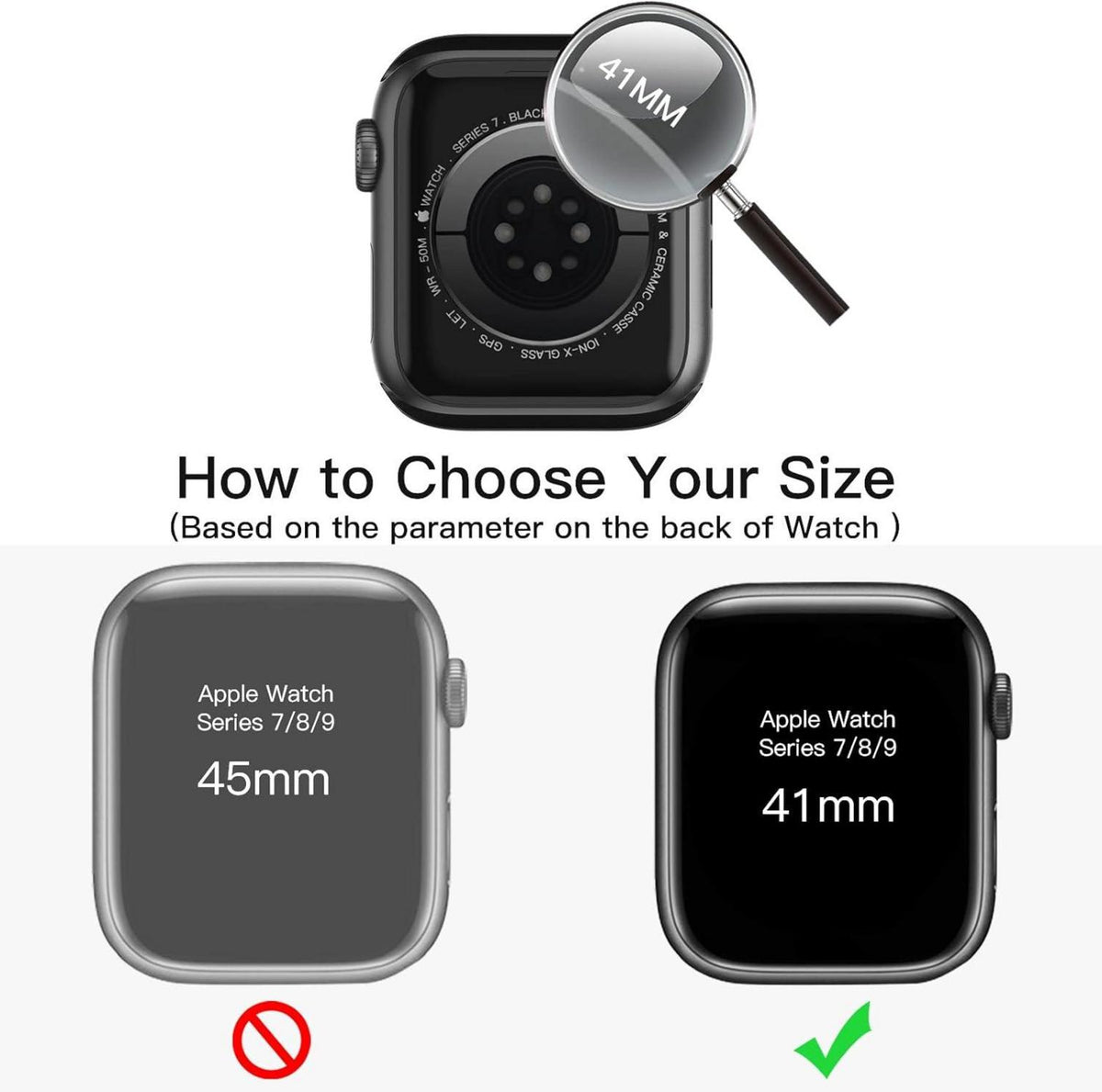 Schutzhülle mit Displayschutz für Apple Watch 41mm, Gehärtetes Glas, 2
