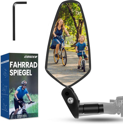 COICER Fahrradspiegel extra große Spiegelfläche Echtglas langlebig