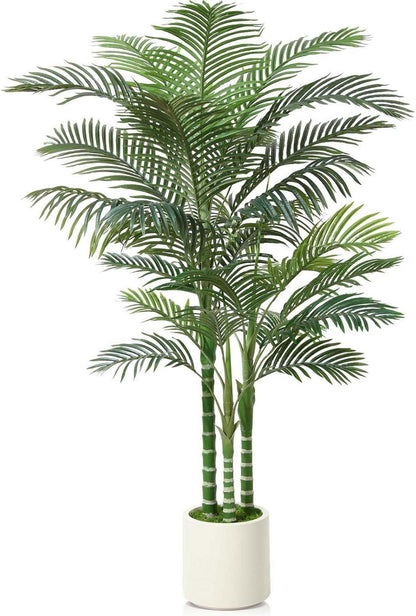 Künstliche Palme 180cm Areca Kunstpflanze Weiß Topf für Haus