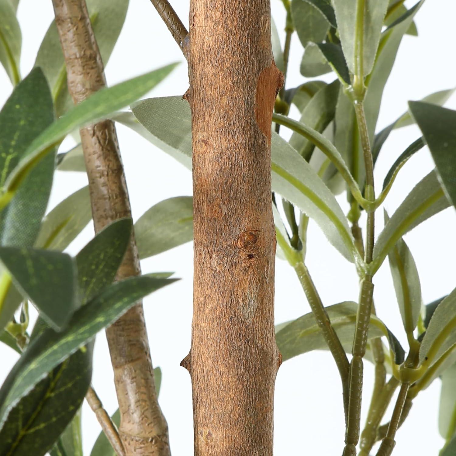 Fopamtri Künstlicher Olivenbaum 210cm Groß Naturholzstamm und Früchten