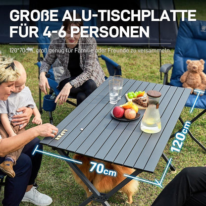 Klappbarer Campingtisch Aluminium 120x70cm 80KG belastbar
