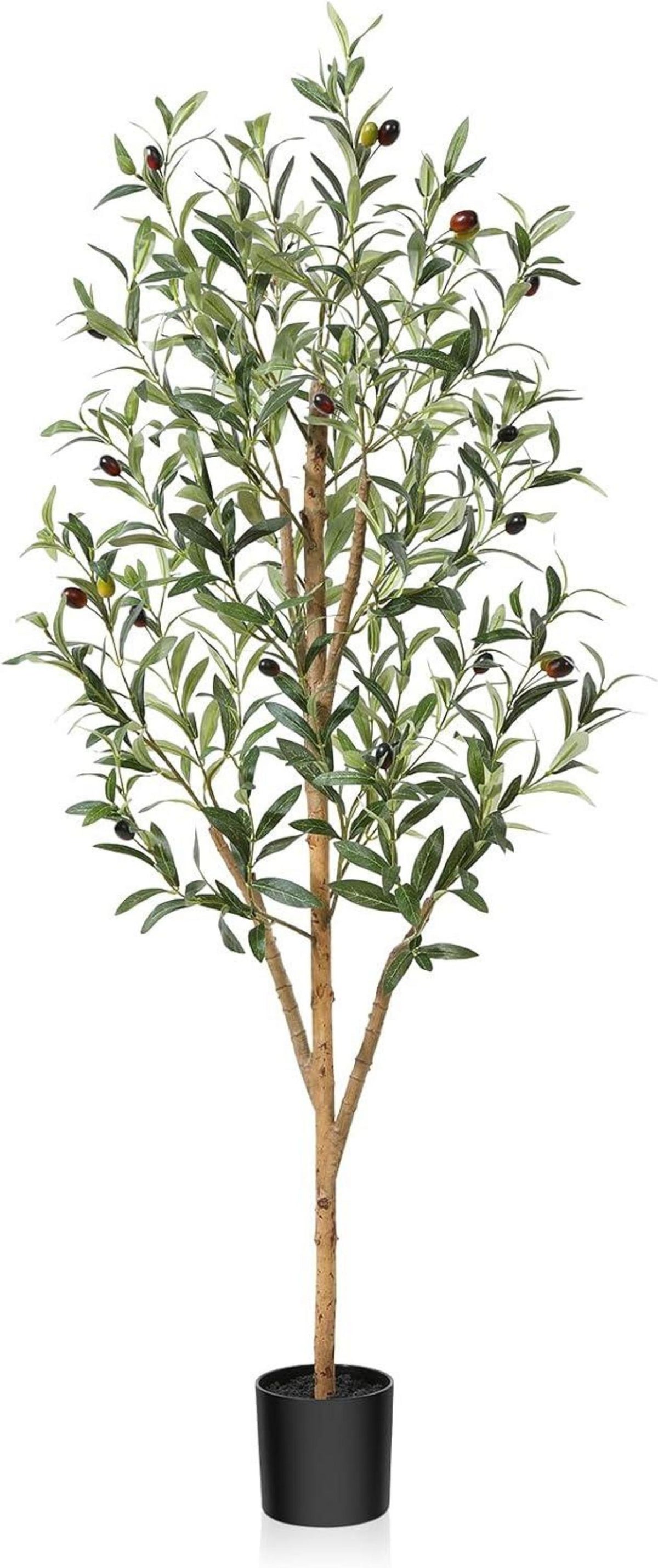 Künstlicher Olivenbaum 120cm Naturholzstamm Kunstpflanze Balkon Deko
