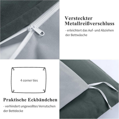 Bettwäsche 200x220 Grau Wendebettwäsche 3tlg Mikrofaser Kissenbezüge