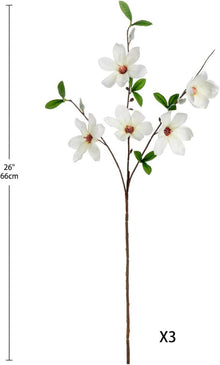 Kunstblumen Magnolie 3er Set weiß Deko Vasen Blumengesteck