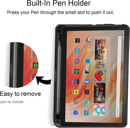 HAIHUIPI Slim Shell Clear Hülle für Amazon Fire Max 11 Tablet - Auto Sleep/Wake, Stifthalter, Einstellbarer Ständer - Lila